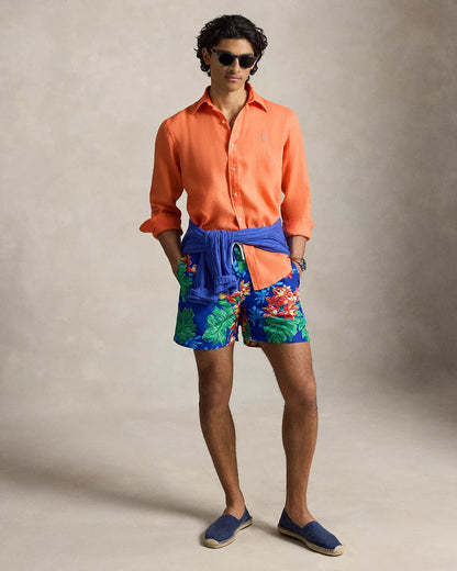 Classic Fit Linen Shirt (Pompano Orange)