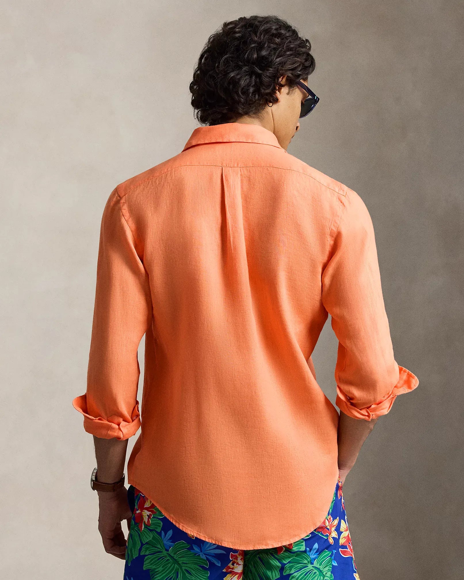 Classic Fit Linen Shirt (Pompano Orange)
