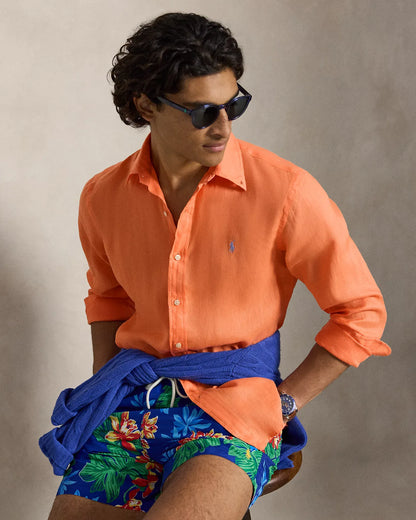 Classic Fit Linen Shirt (Pompano Orange)