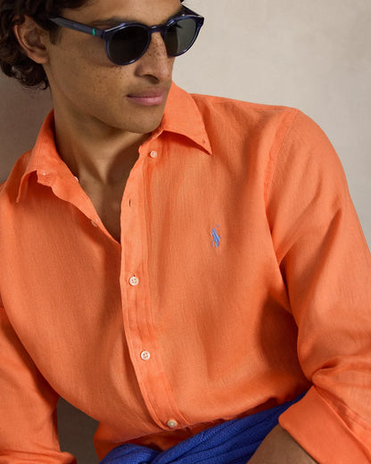 Classic Fit Linen Shirt (Pompano Orange)