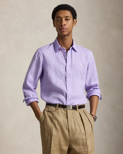 Classic Fit Linen Shirt (Powder Purple)