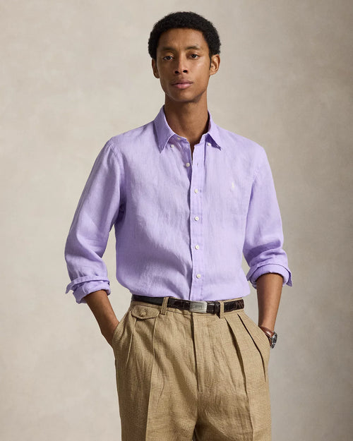 Classic Fit Linen Shirt (Powder Purple)