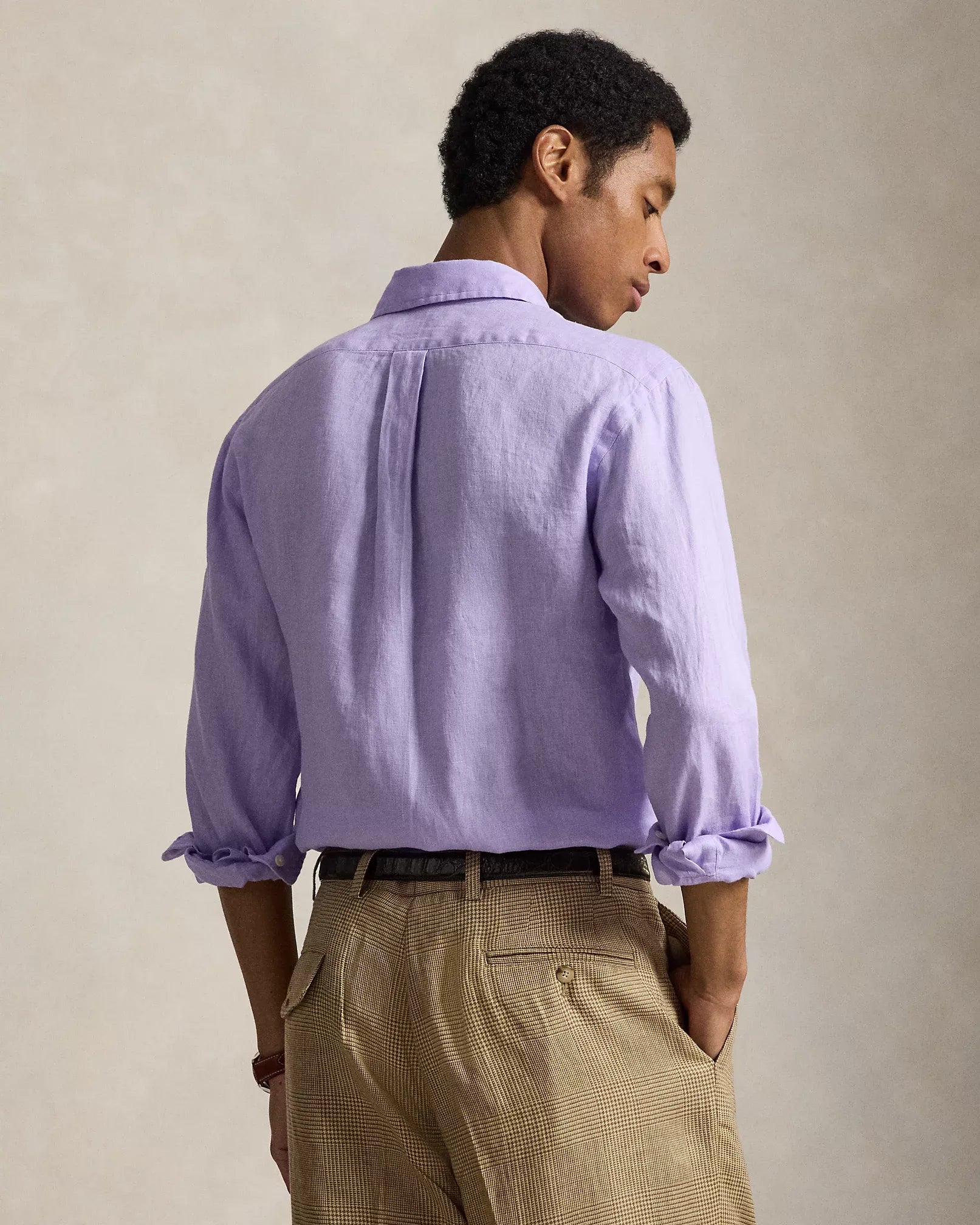 Classic Fit Linen Shirt (Powder Purple)