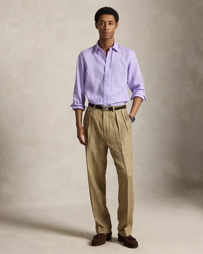 Classic Fit Linen Shirt (Powder Purple)