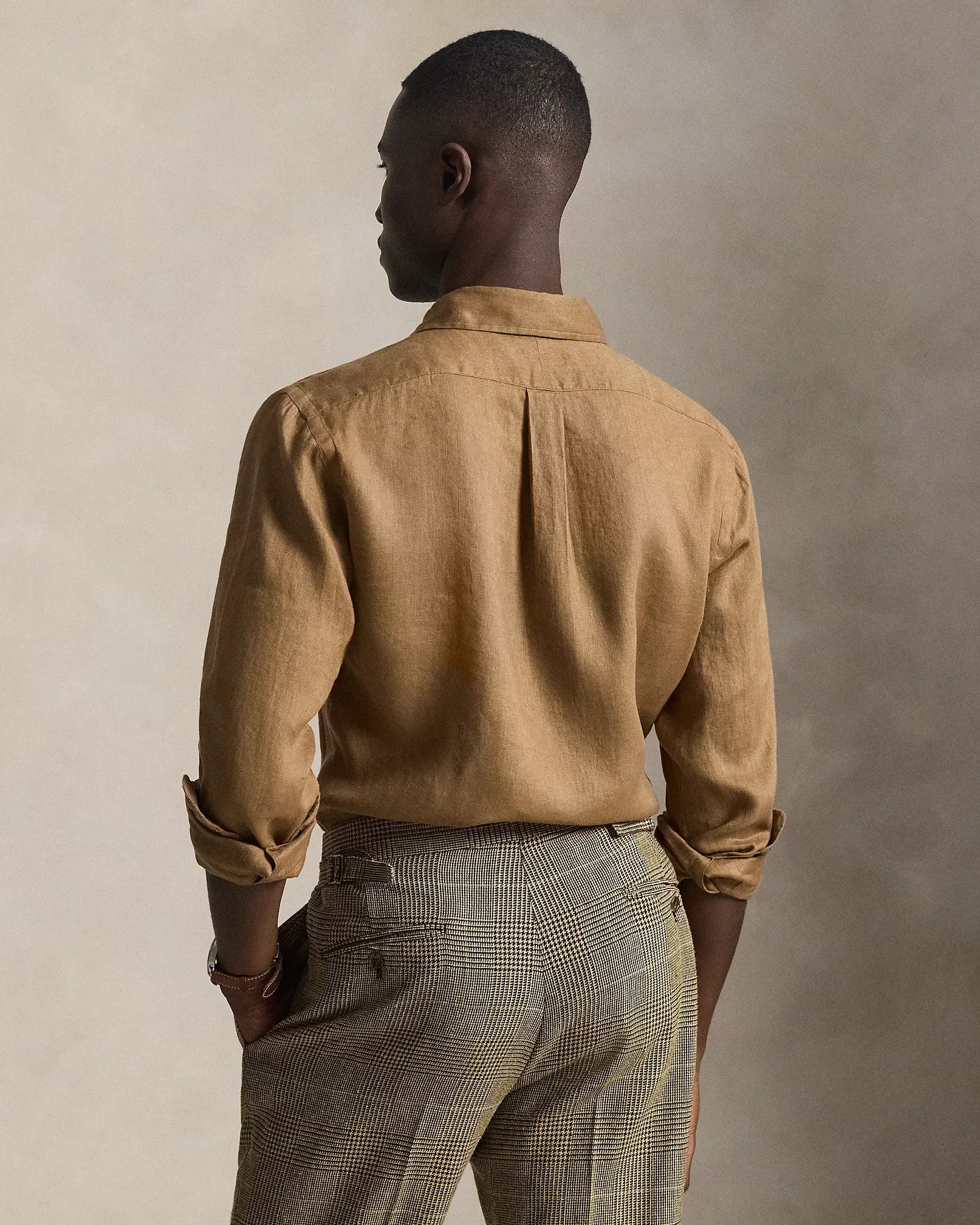 Classic Fit Linen Shirt (Brown)