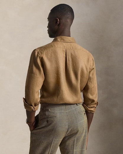 Classic Fit Linen Shirt (Brown)