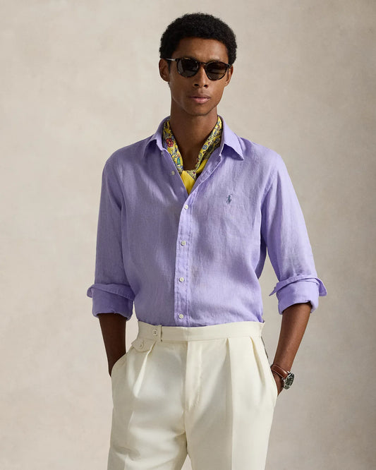Classic Fit Linen Shirt (Sky Lavender)