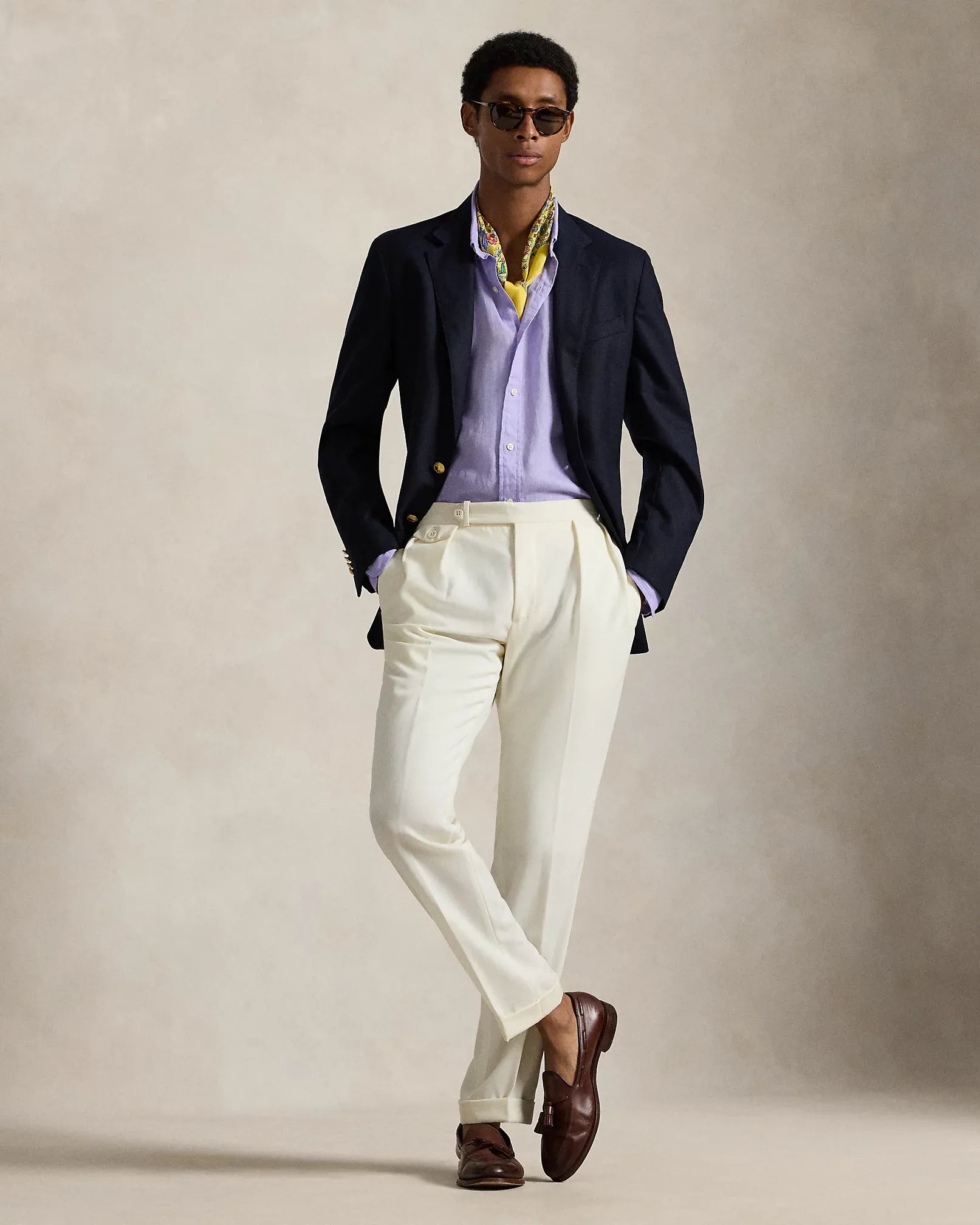 Classic Fit Linen Shirt (Sky Lavender)