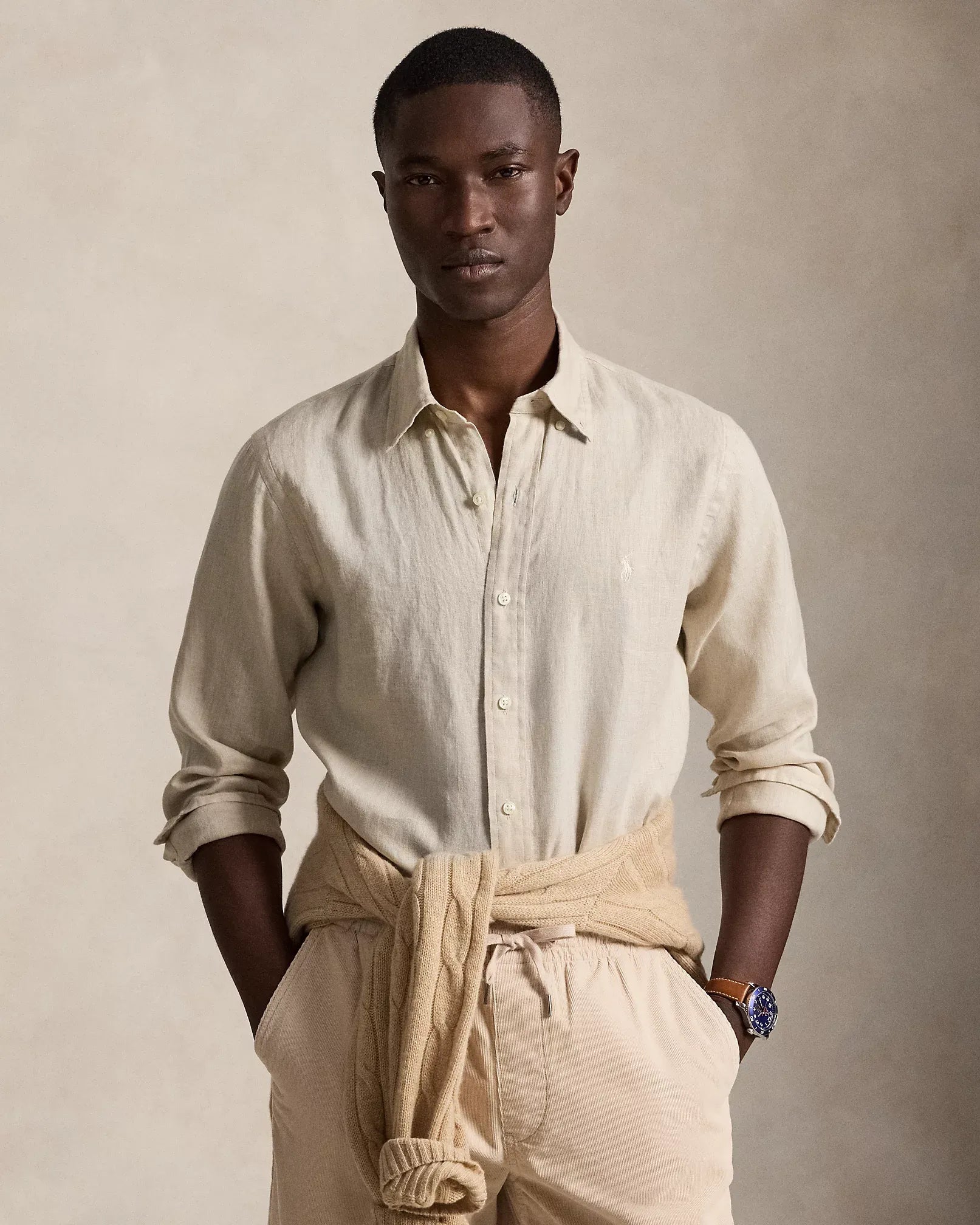 Classic Fit Linen Shirt (Stoneware Grey)