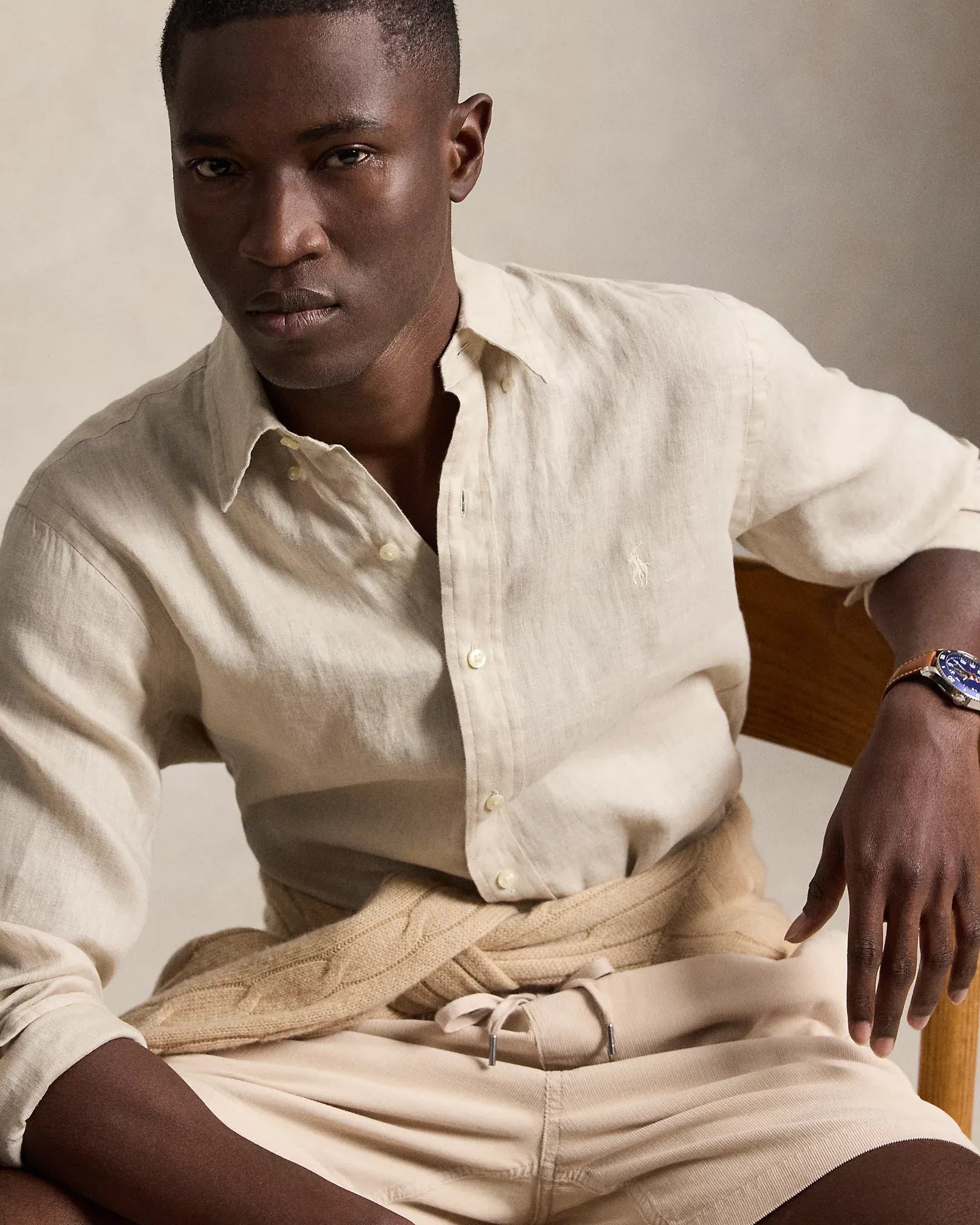 Classic Fit Linen Shirt (Stoneware Grey)