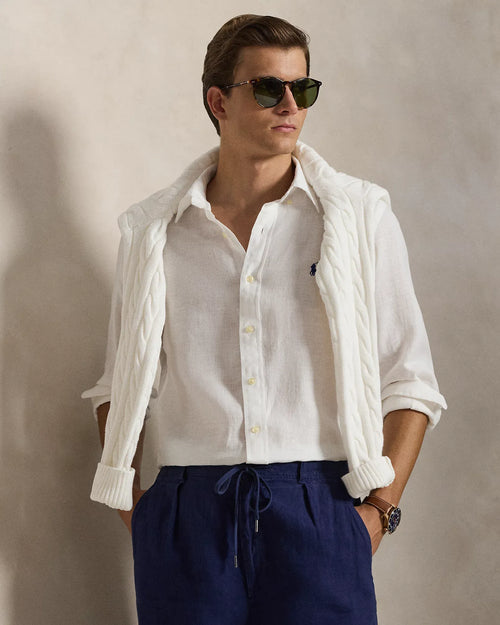 Classic Fit Linen Shirt (White)