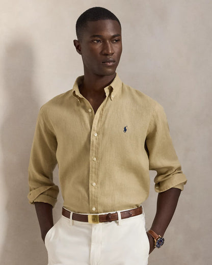 Classic Fit Linen Shirt (Coastal Beige)