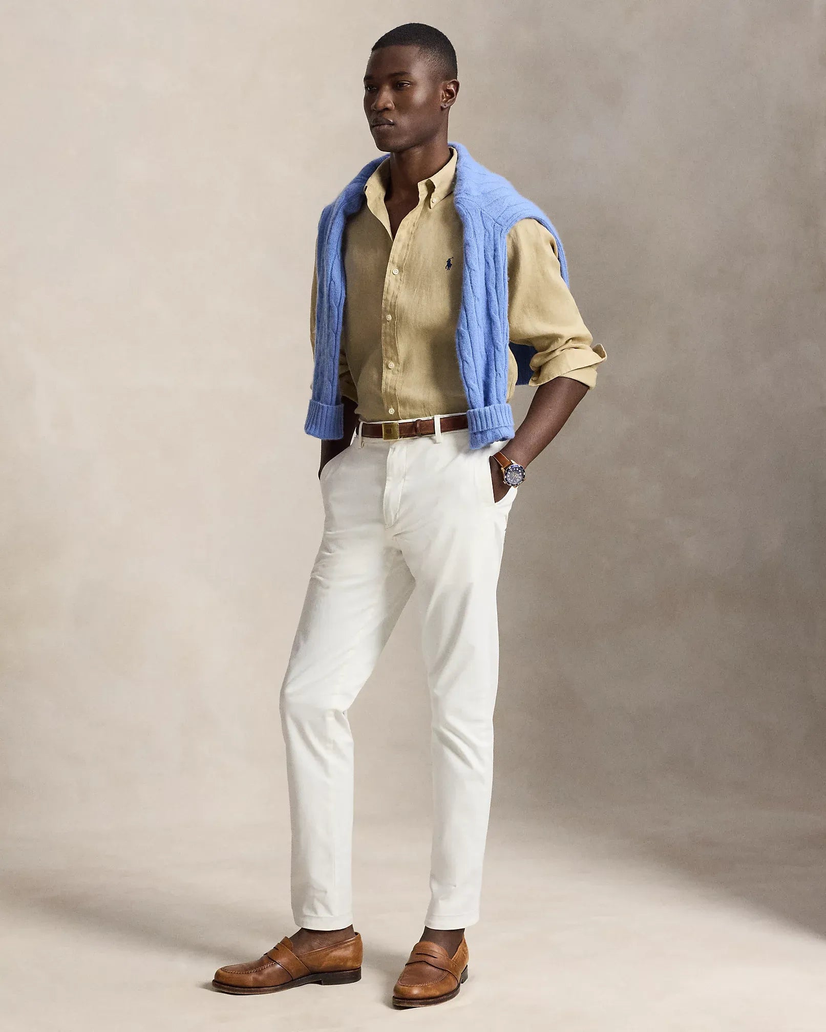 Classic Fit Linen Shirt (Coastal Beige)