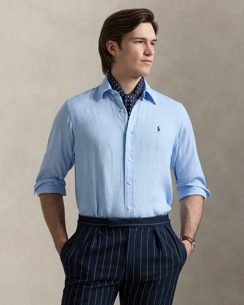 Classic Fit Linen Shirt (Office Blue)
