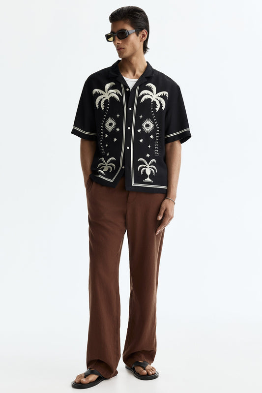 Linen Blend Relaxed Fit Trousers (Nutmeg)