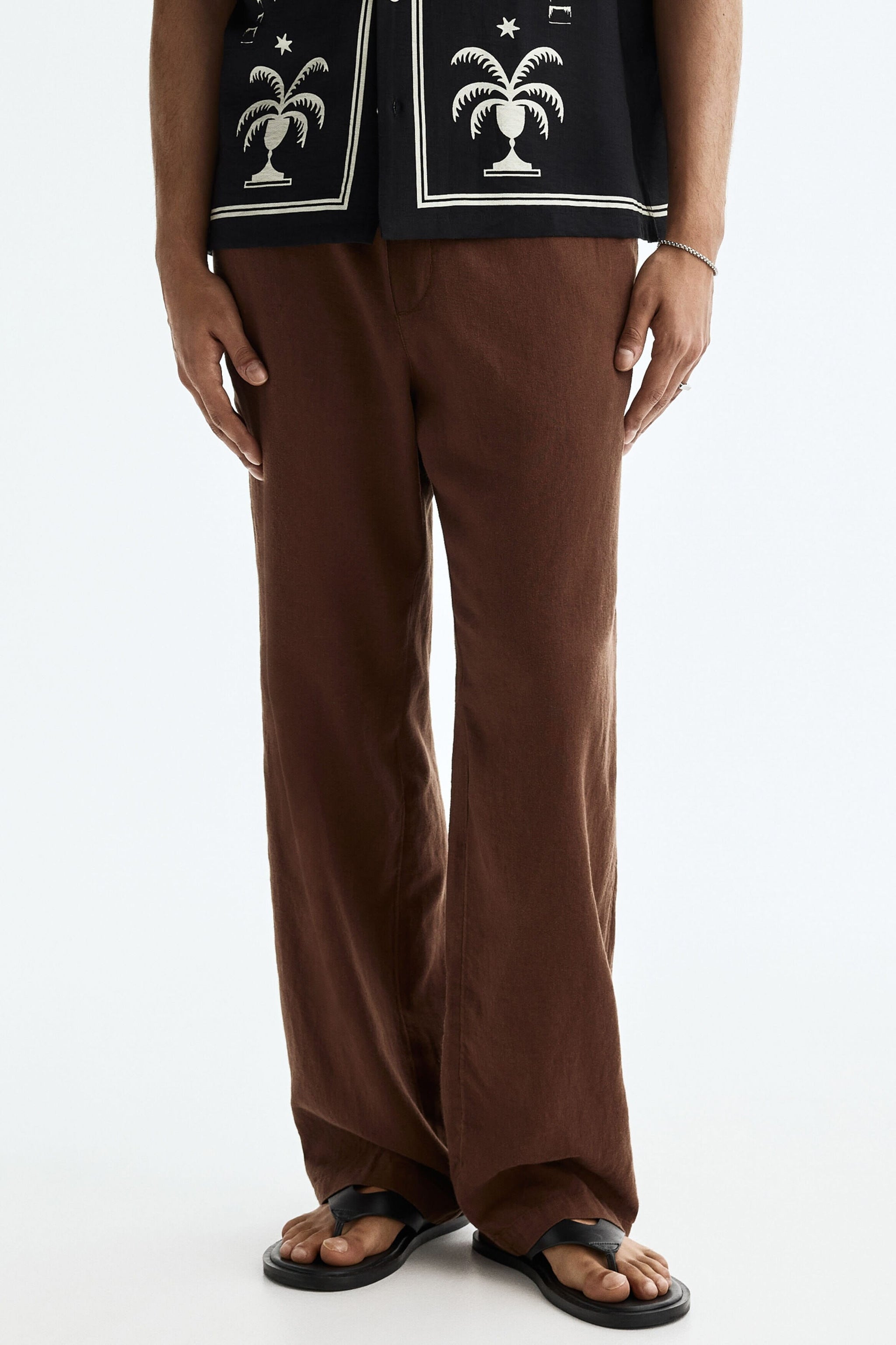 Linen Blend Relaxed Fit Trousers (Nutmeg)