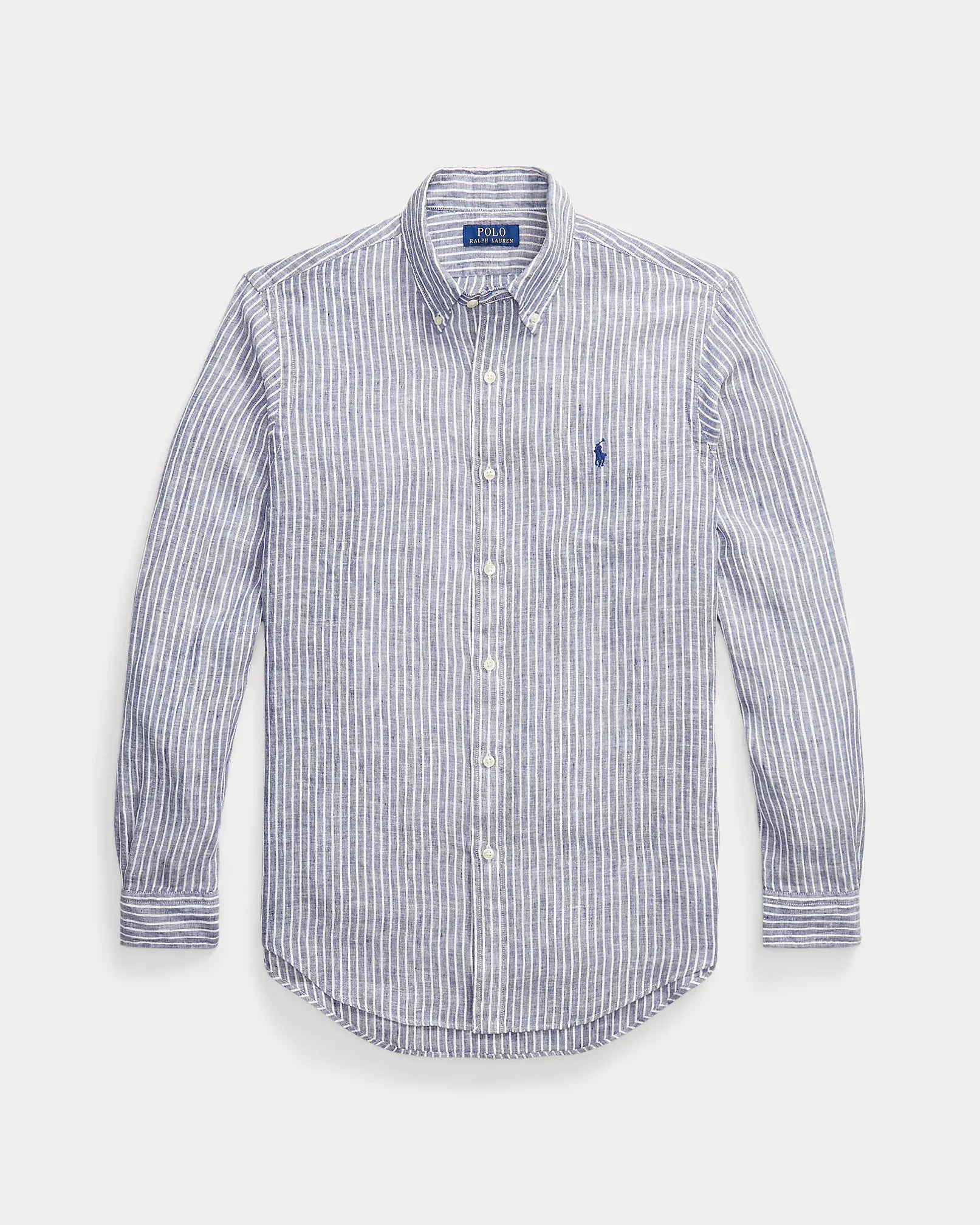 Slim Fit Striped Linen Shirt (New Classic Navy White)