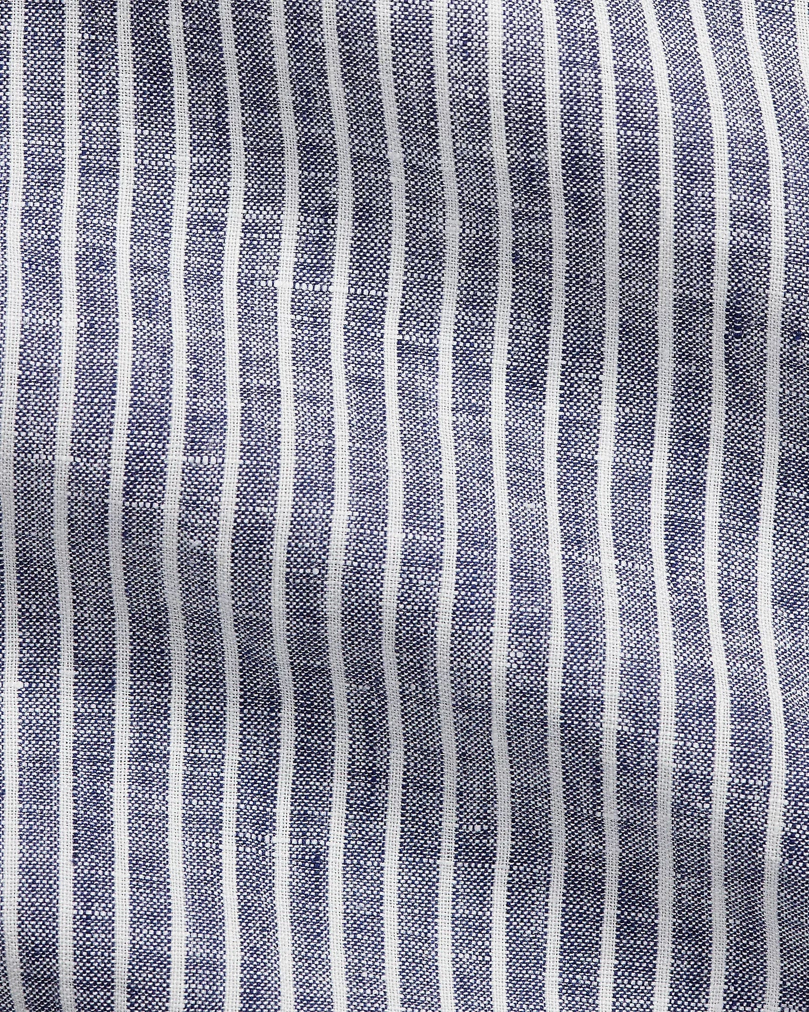 Slim Fit Striped Linen Shirt (New Classic Navy White)