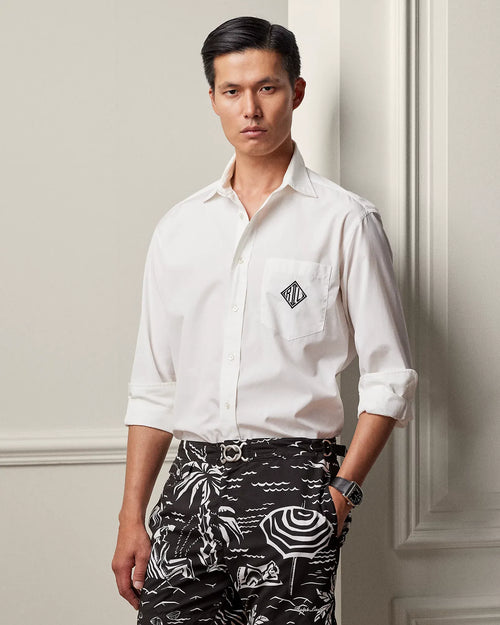 Relaxed Monogram Poplin Shirt (White)