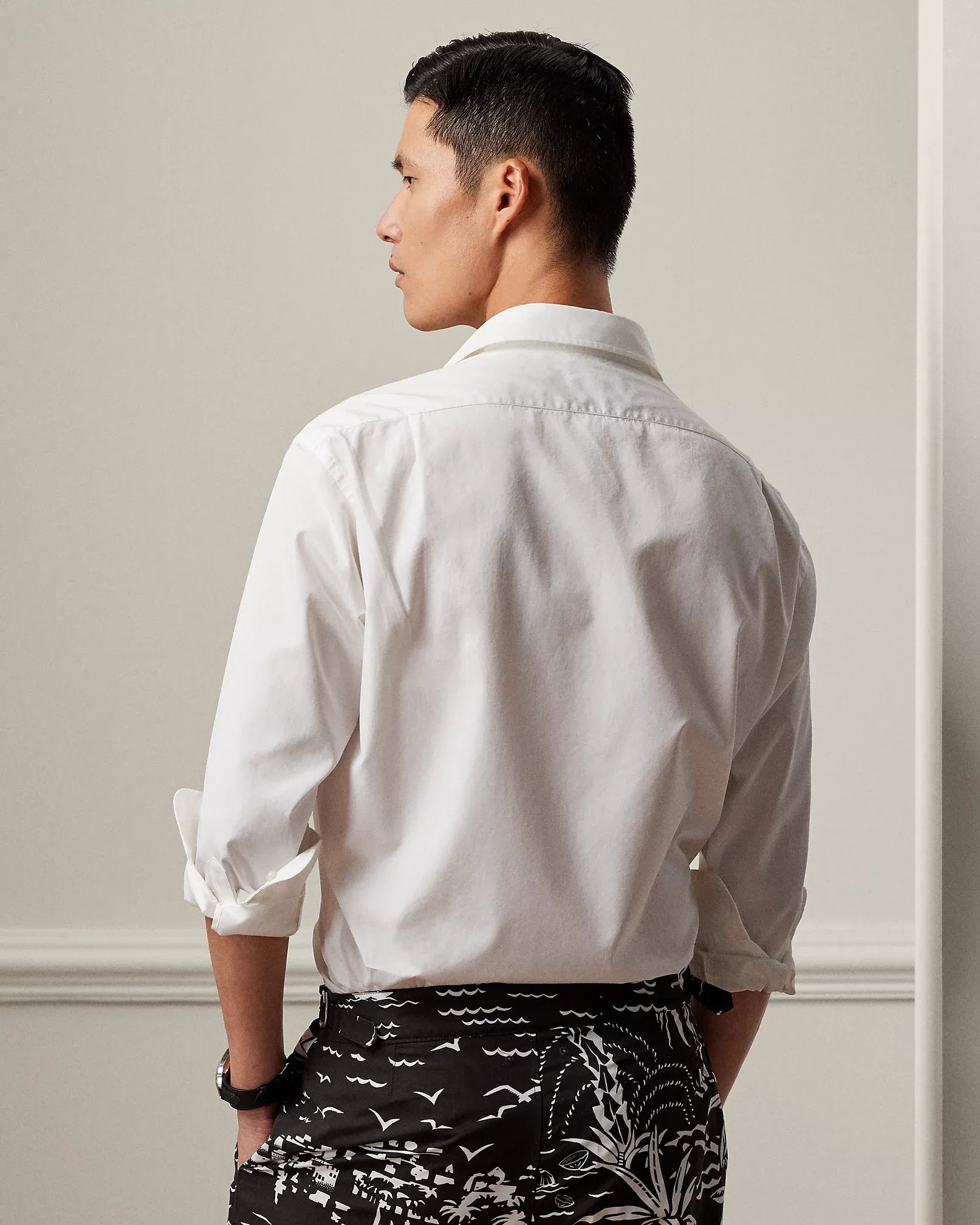 Relaxed Monogram Poplin Shirt (White)