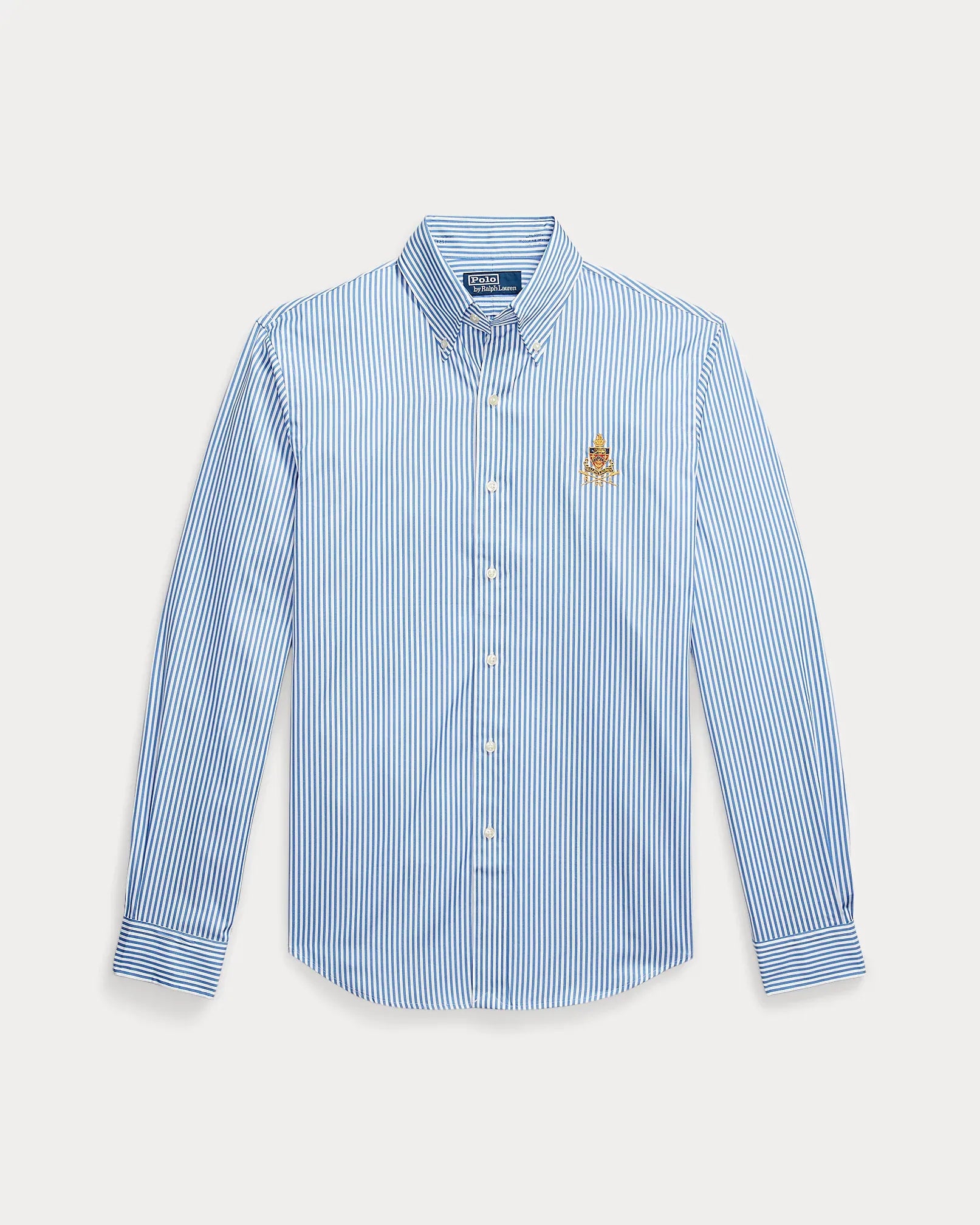 Classic Fit Crest Striped Poplin Shirt (Blue/White)