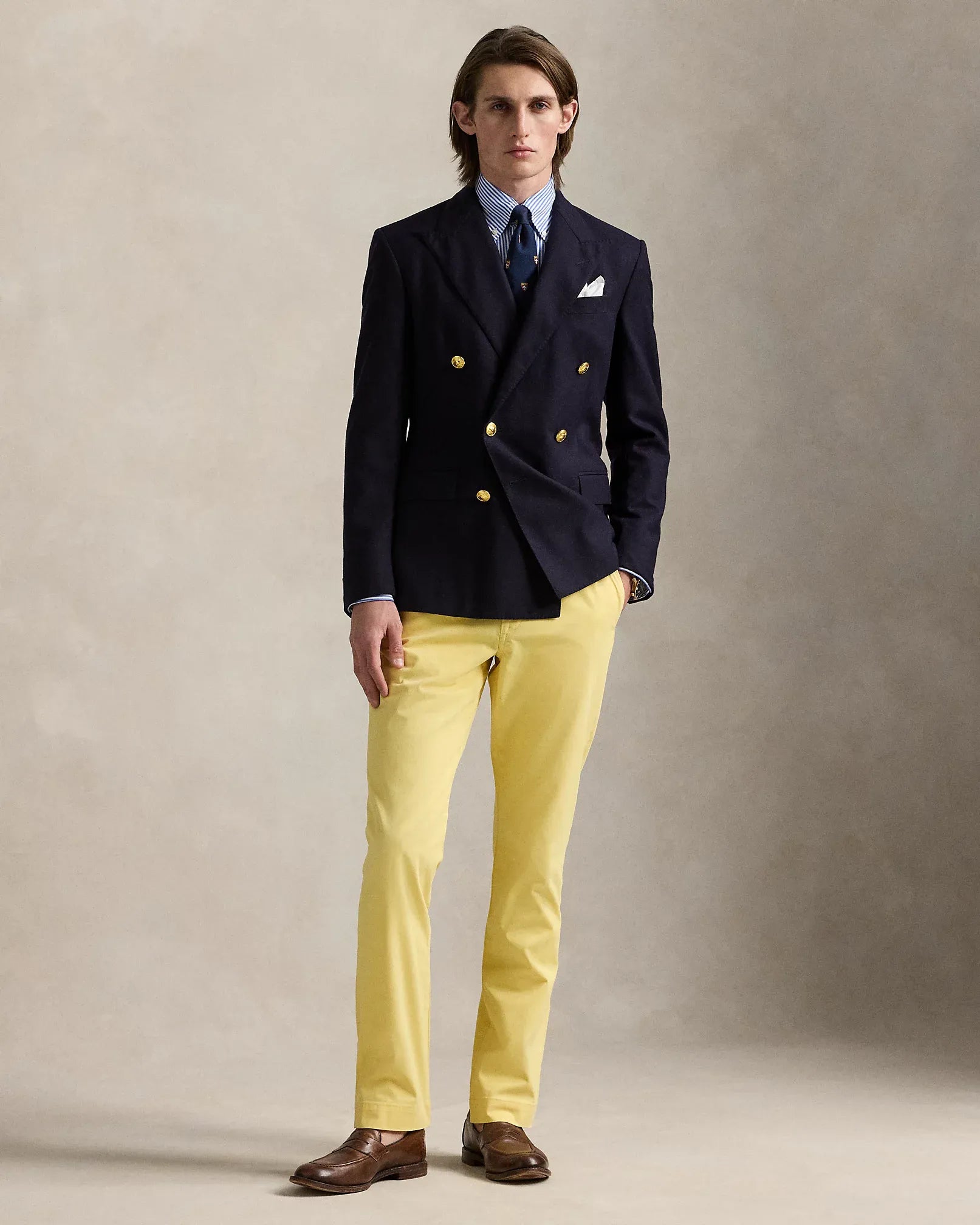 Classic Fit Crest Striped Poplin Shirt (Blue/White)