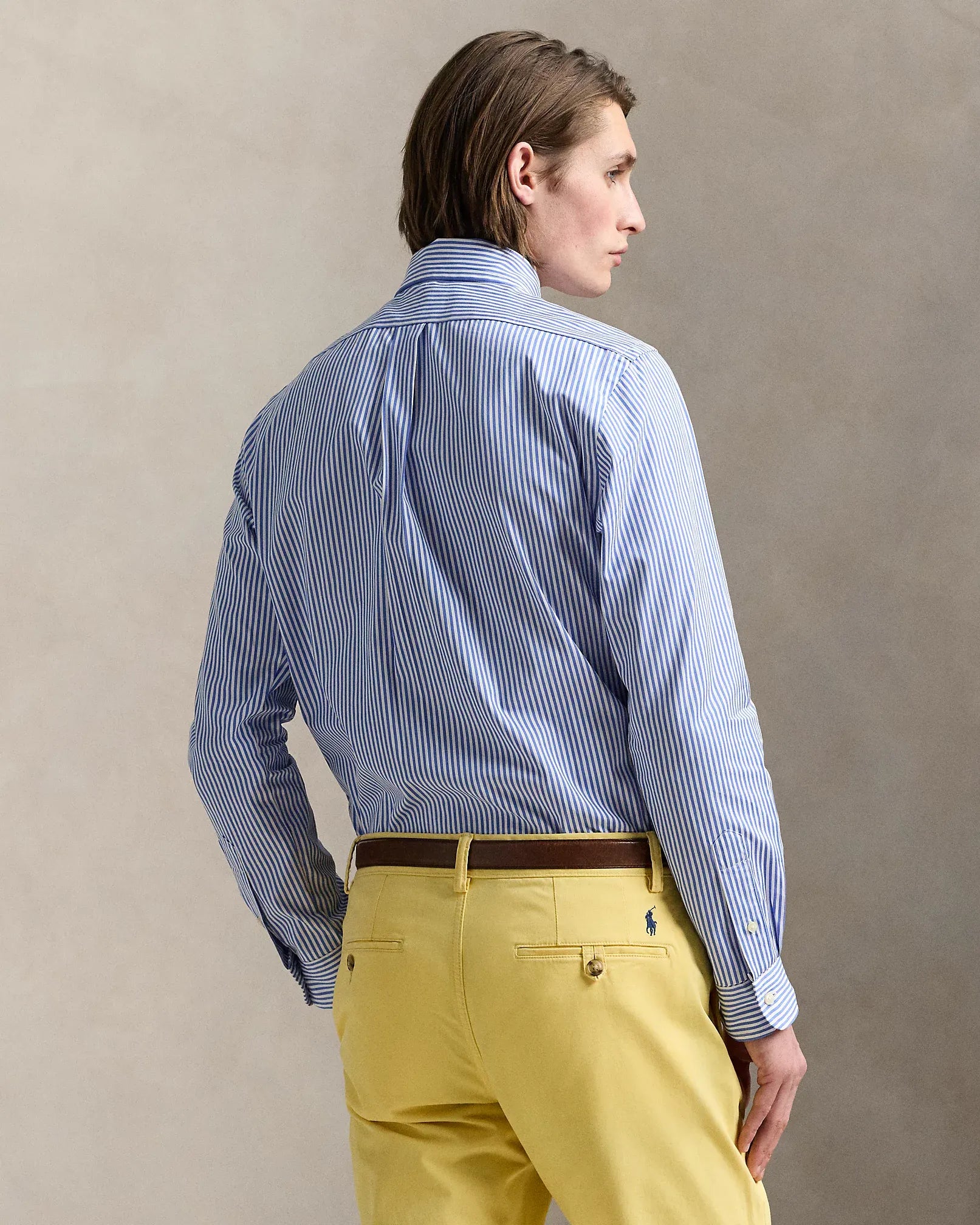 Classic Fit Crest Striped Poplin Shirt (Blue/White)