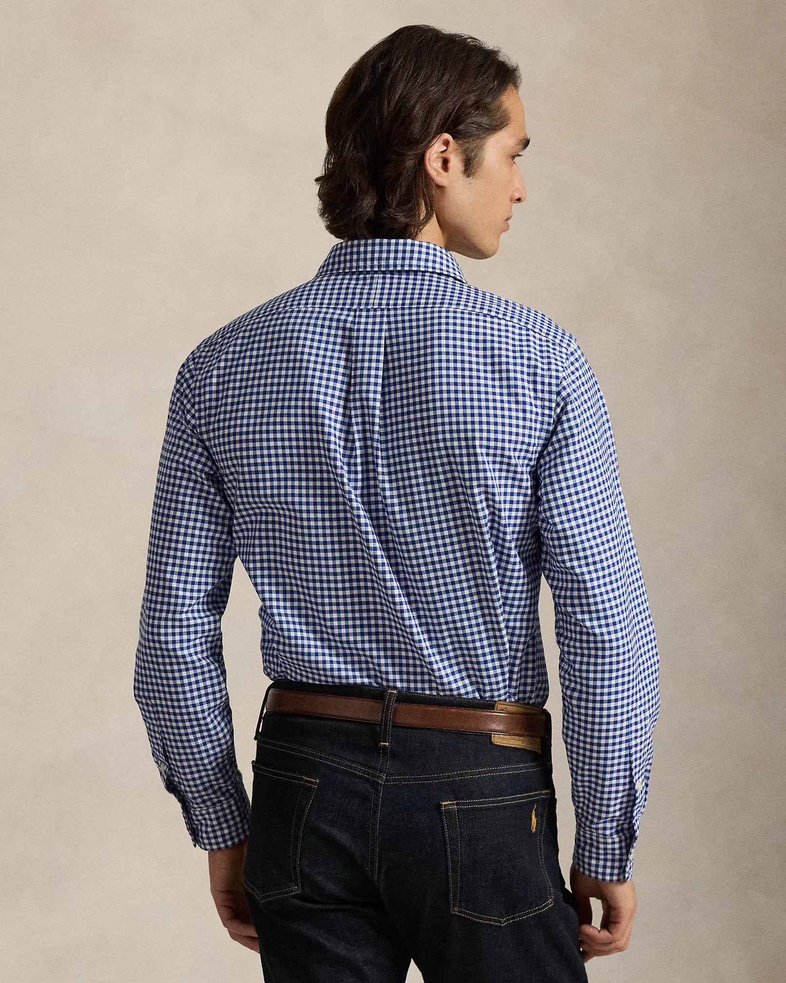 Classic Fit Gingham Oxford Shirt (Royal/White)