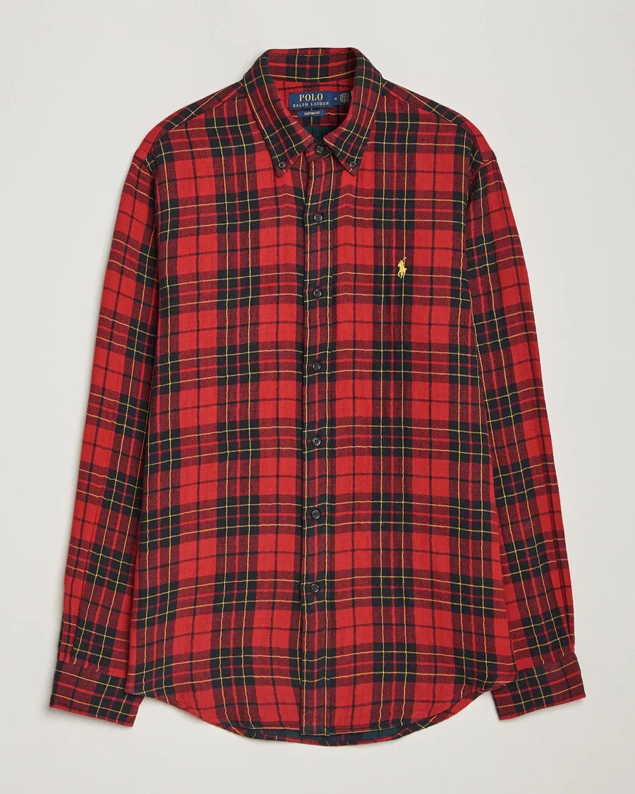 Custom Fit Double Faced Checked Shirt (Red/Black)