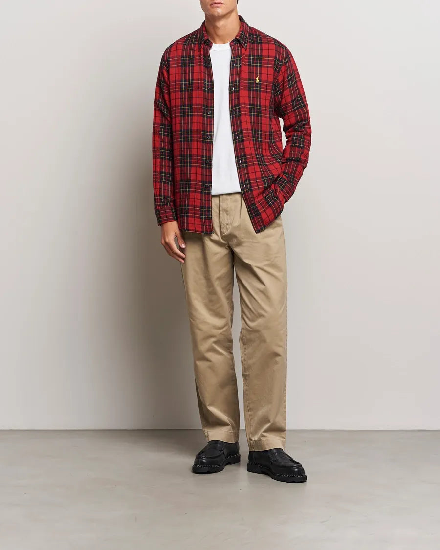Custom Fit Double Faced Checked Shirt (Red/Black)