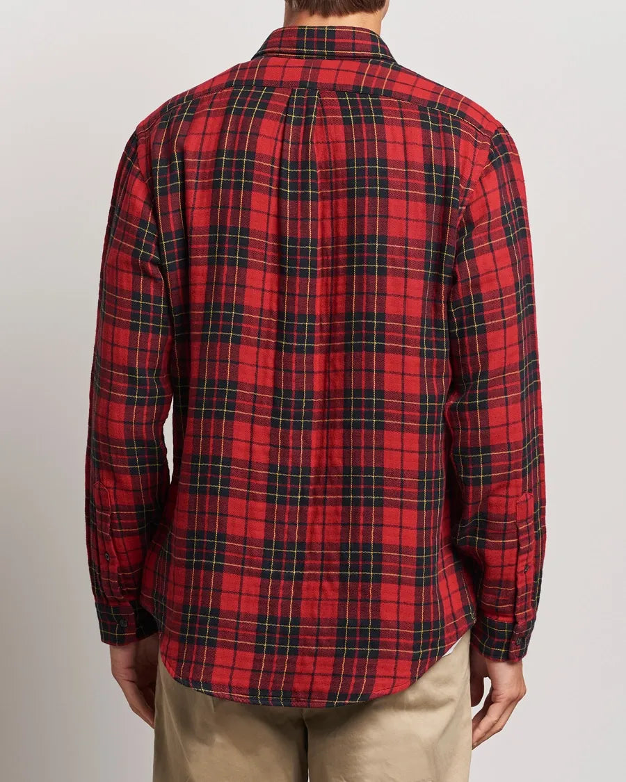 Custom Fit Double Faced Checked Shirt (Red/Black)