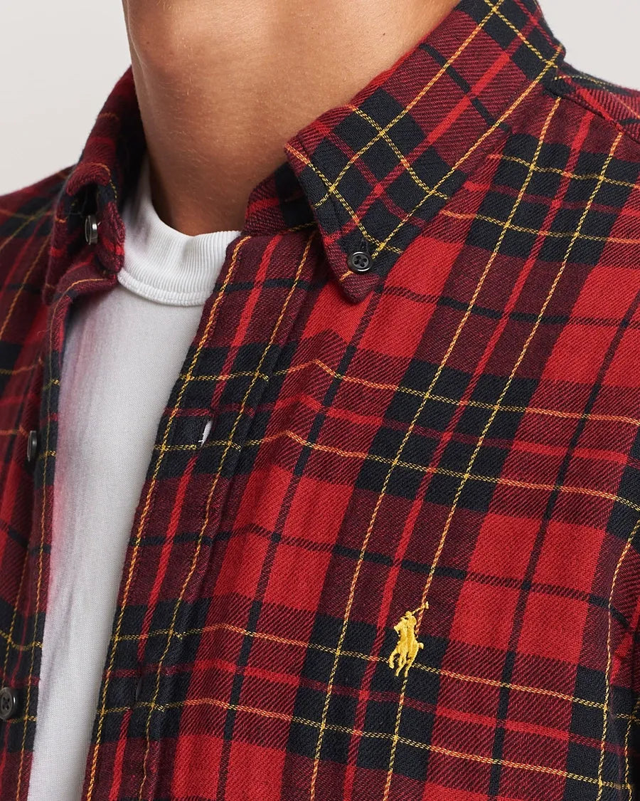 Custom Fit Double Faced Checked Shirt (Red/Black)