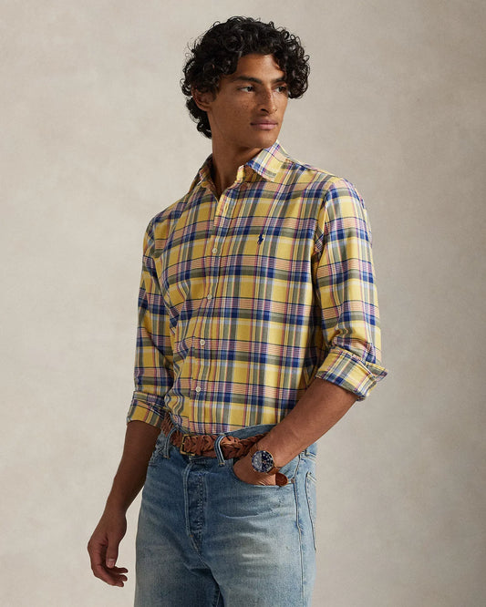 Custom Fit Tattersall Oxford Shirt (Yellow Multi)