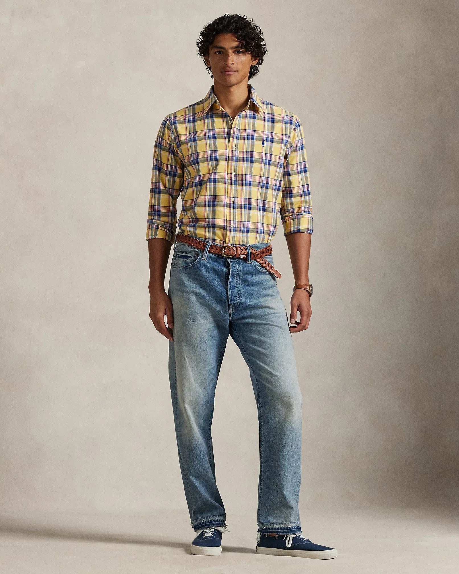 Custom Fit Tattersall Oxford Shirt (Yellow Multi)