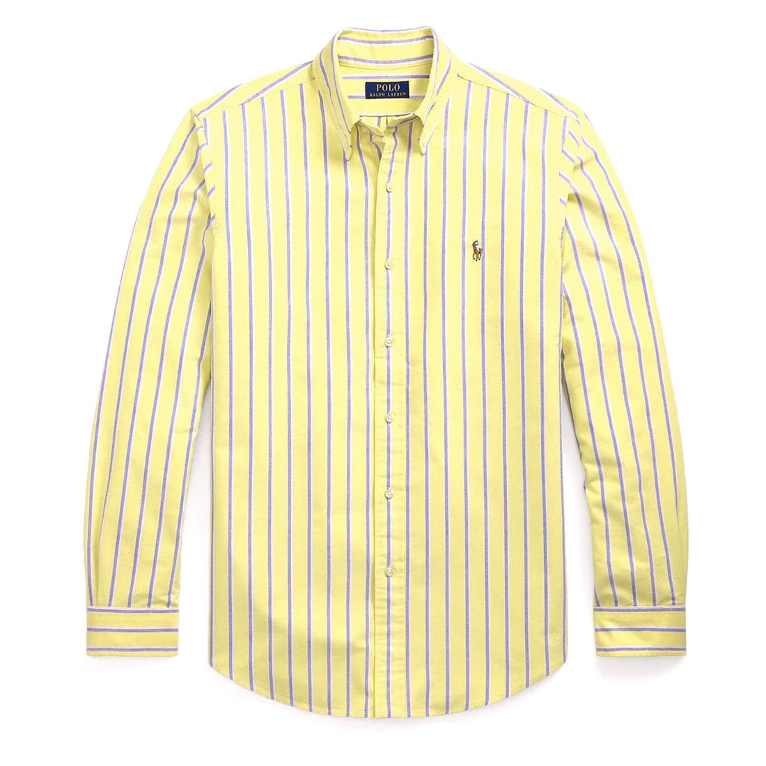 Classic Fit Striped Cotton Oxford Shirt (Yellow Multi)