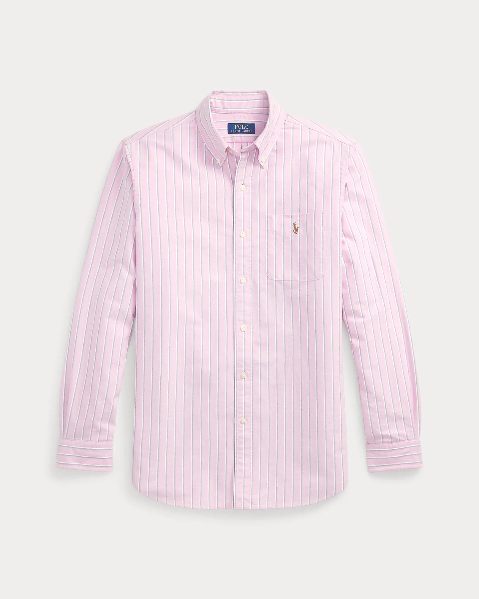 Classic Fit Striped Cotton Oxford Shirt (Pink Multi)