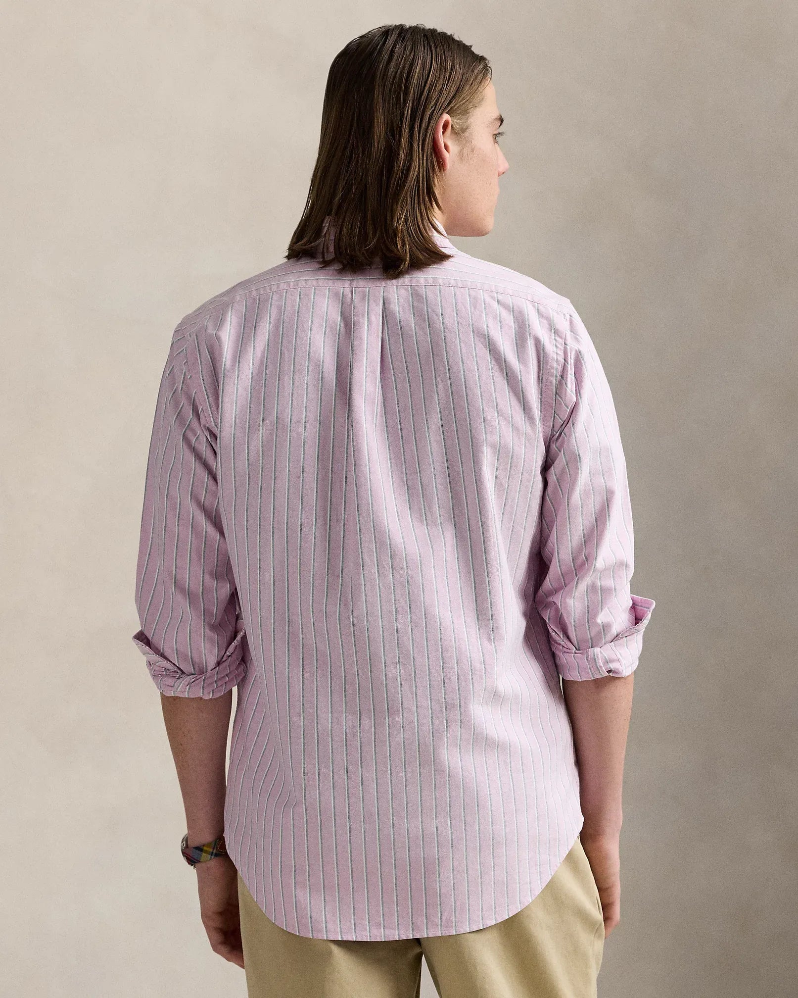 Classic Fit Striped Cotton Oxford Shirt (Pink Multi)