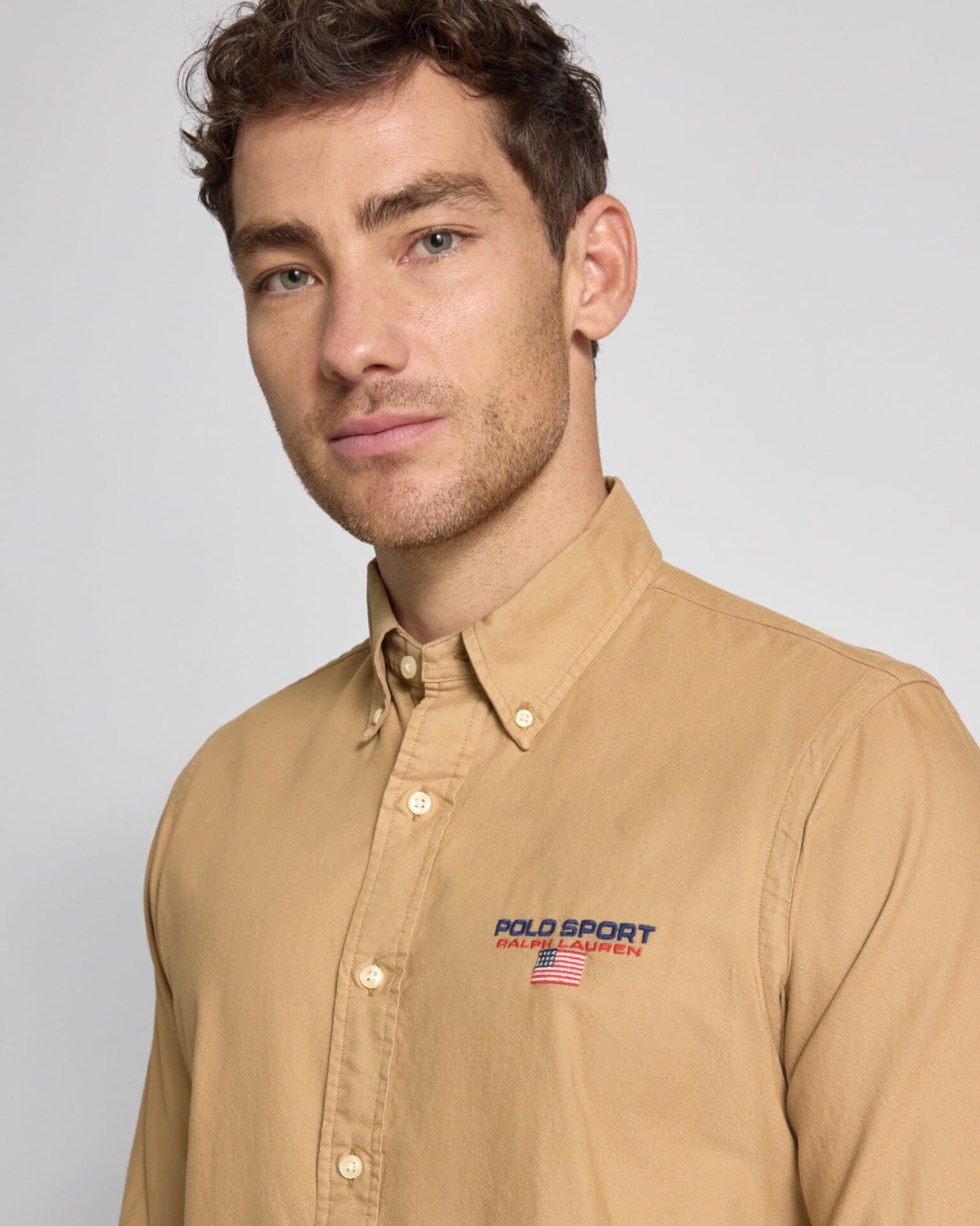 Classic Fit Polo Sport Oxford Shirt (Desert Khaki)