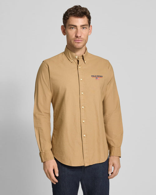 Classic Fit Polo Sport Oxford Shirt (Desert Khaki)