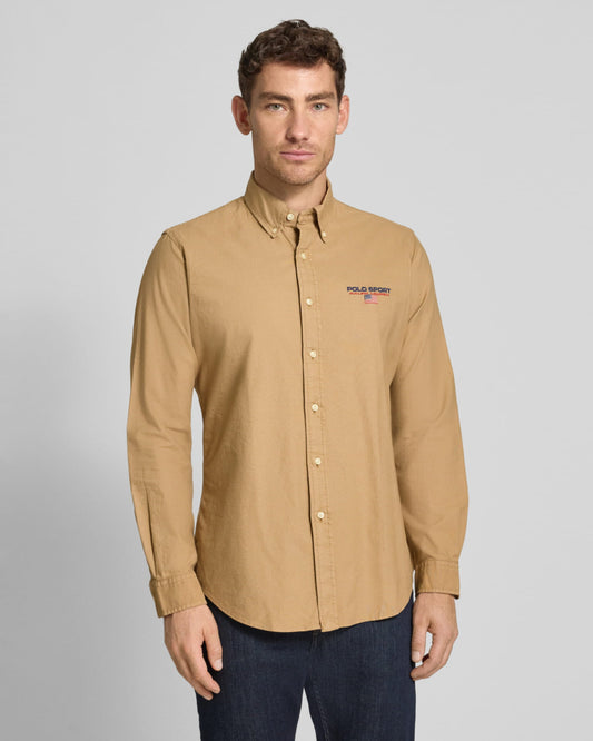 Classic Fit Polo Sport Oxford Shirt (Desert Khaki)