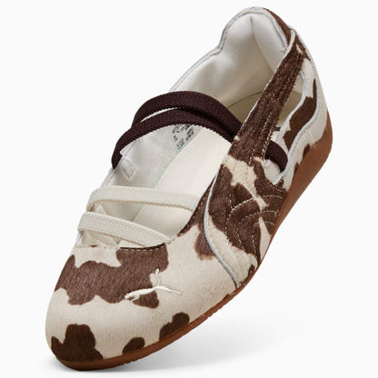 SPEEDCAT BALLET COW PRINT SNEAKERS (CHOCOLATE BROWN)