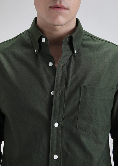 Classic Fit Garment-Dyed Oxford Shirt (Moss Agate)