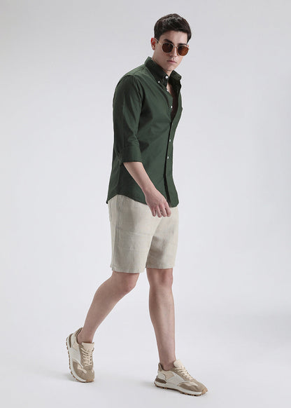 Classic Fit Garment-Dyed Oxford Shirt (Moss Agate)