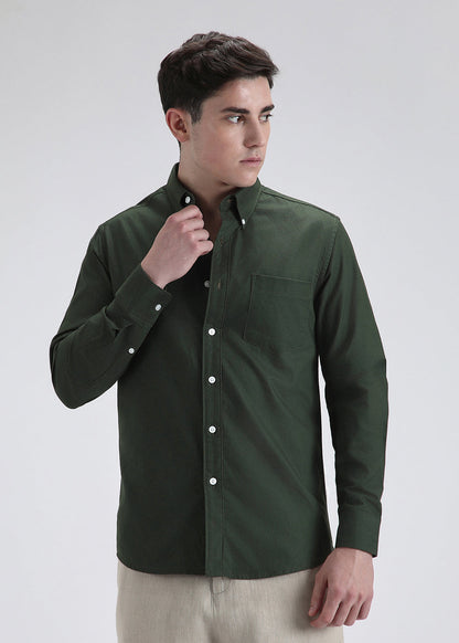 Classic Fit Garment-Dyed Oxford Shirt (Moss Agate)