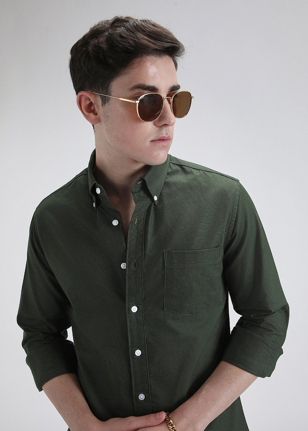 Classic Fit Garment-Dyed Oxford Shirt (Moss Agate)
