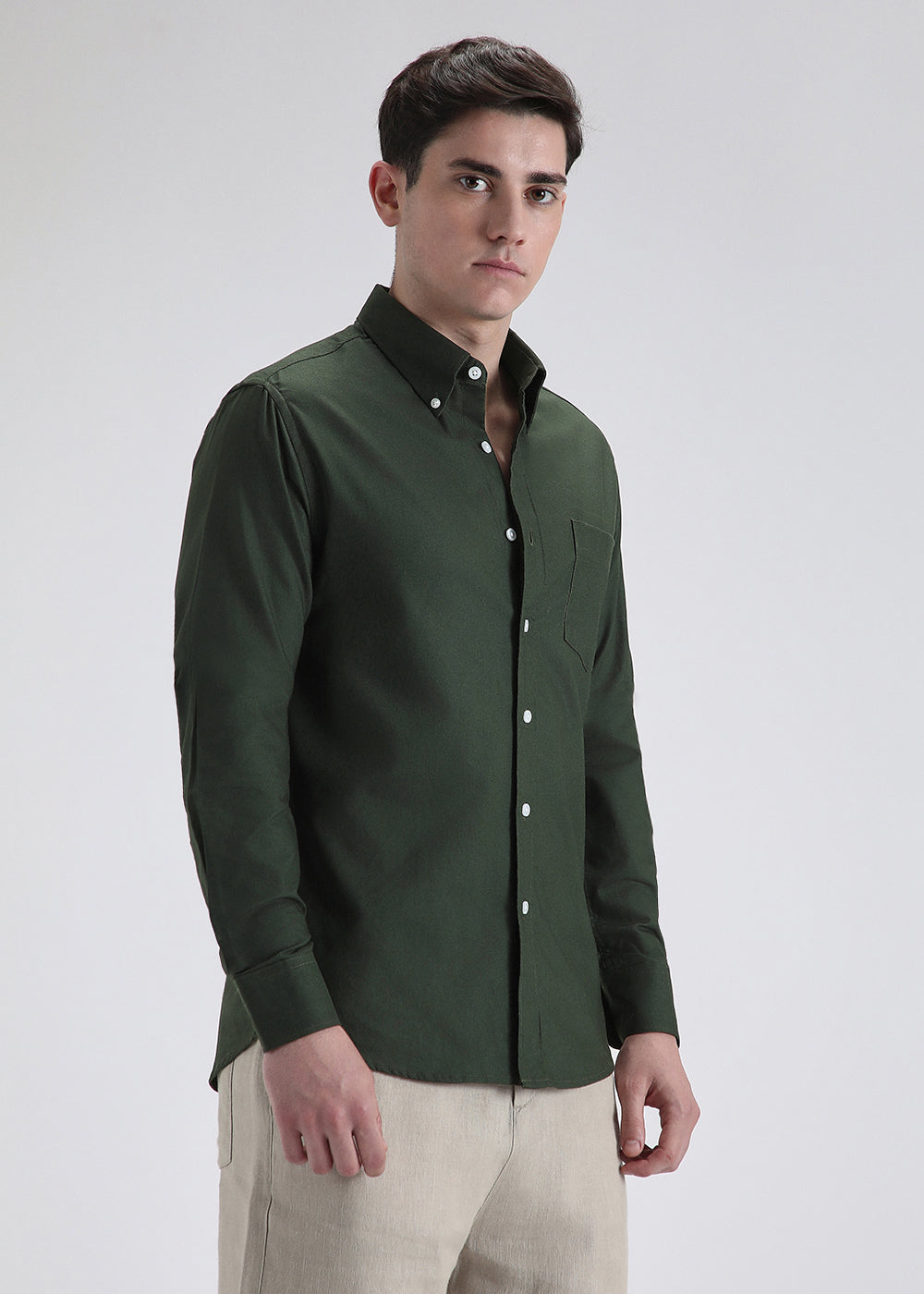Classic Fit Garment-Dyed Oxford Shirt (Moss Agate)