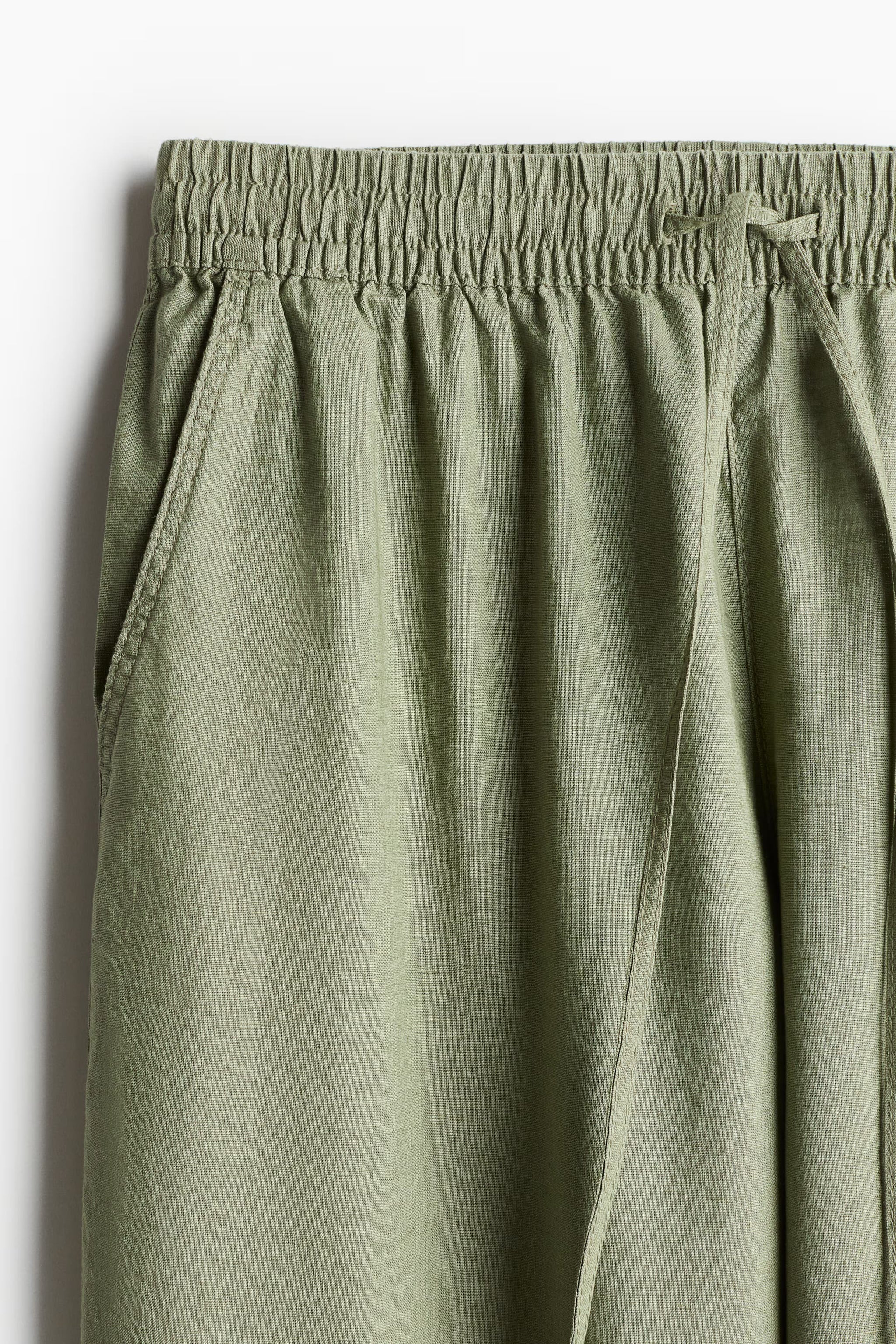 Linen Blend Relaxed Fit Trousers (Sage Green)