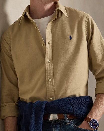 Classic Fit Garment-Dyed Oxford Shirt (Surrey Tan)