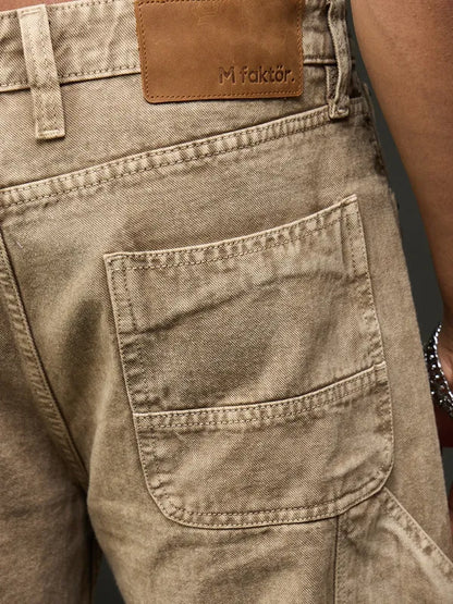 Denim Cargo Pant With Multiple Pockets (Brown)