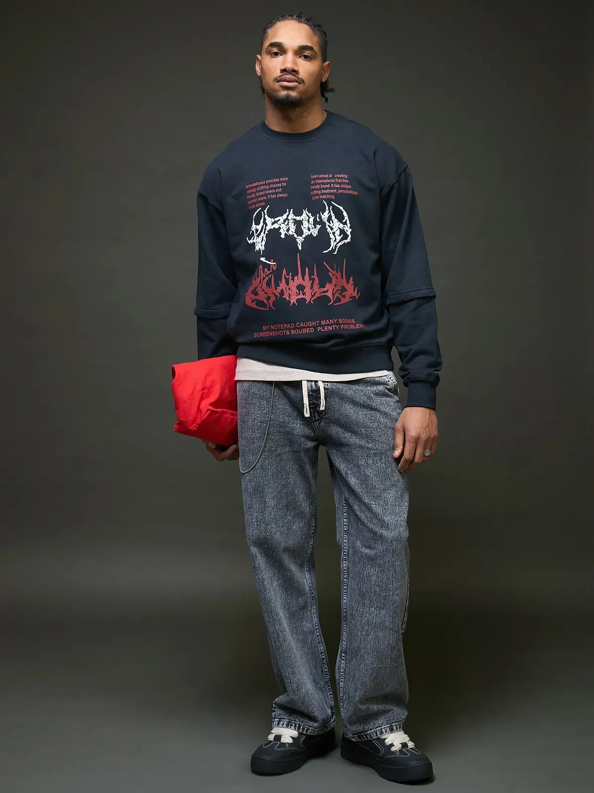 Glitch Code Graphic Sweatshirt (Navy)
